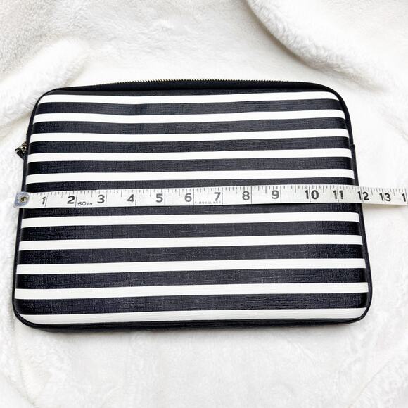 KATE SPADE New York Black & White Stripe Padded iPad Tablet Zip Case - Picture 8 of 10